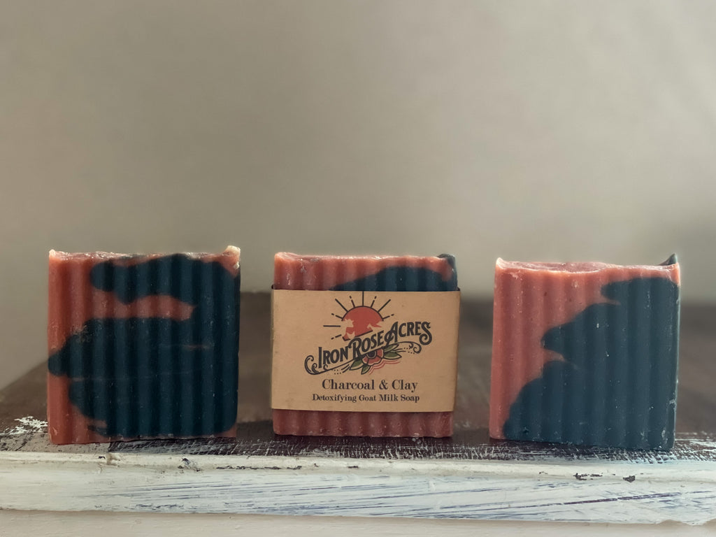 Rose Clay With Activated Charcoal Goats Milk Soap